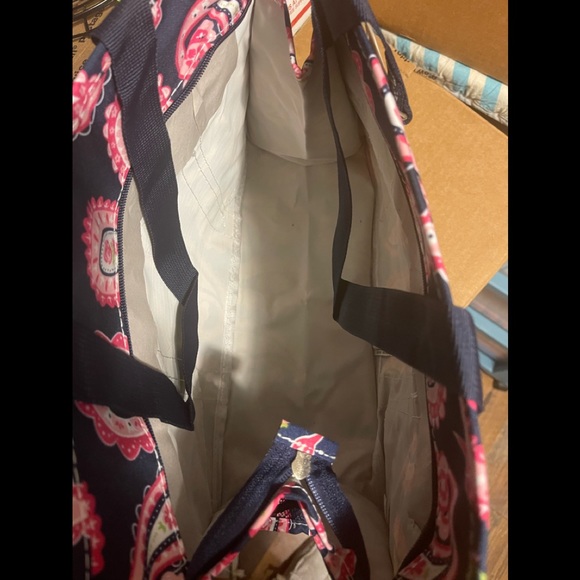 New! Paisley passion utility tote w/navy trim - Picture 4 of 4